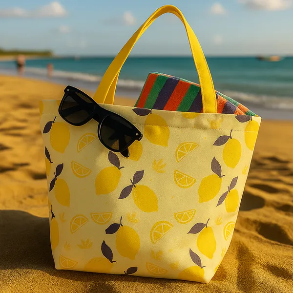 Yellow_Poly_Canvas_Palm_Lemon_Digital_Print_Beach_Bag_With_Inner_Zip_Pocket,Multi_Purpose_Use,_Re-Usable_,Stylish_And_Spacious_||20"X12"X6"+_Handle-20"