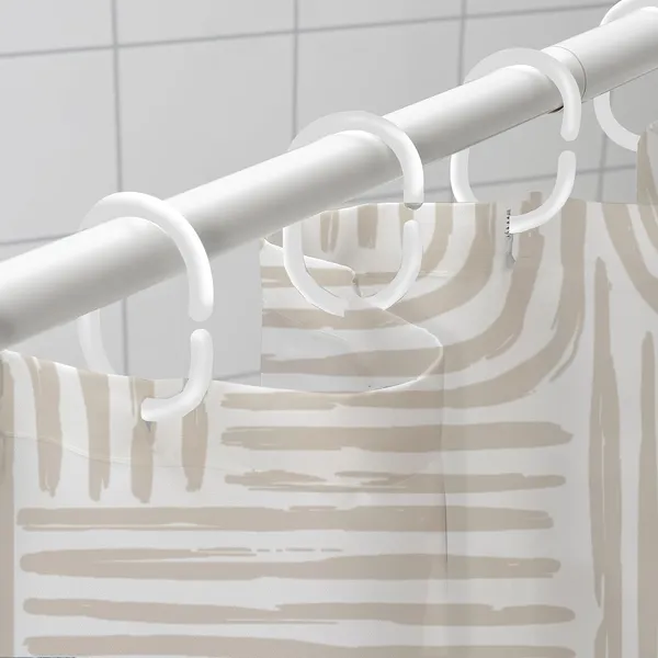 White_Bathroom_Shower_Curtains_100%_Polyester_Waterproof_Fabric_6Ft_8_Free_Hooks_Included