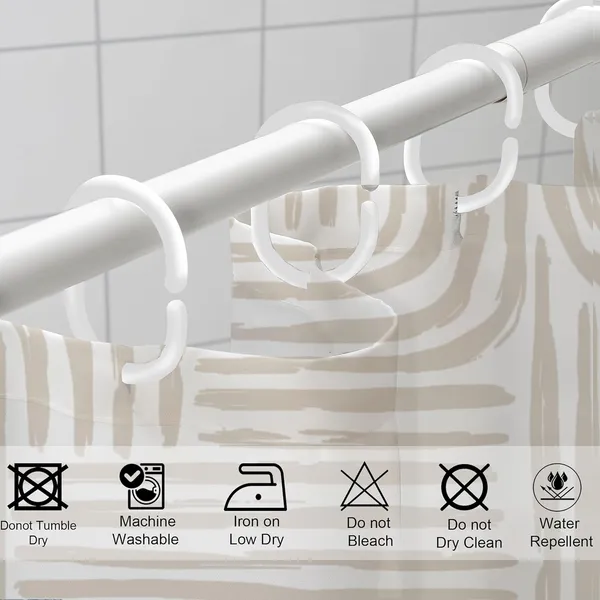 White_Bathroom_Shower_Curtains_100%_Polyester_Waterproof_Fabric_6Ft_8_Free_Hooks_Included