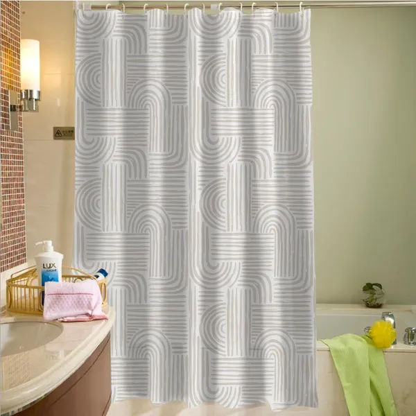 White_Bathroom_Shower_Curtains_100%_Polyester_Waterproof_Fabric_6Ft_8_Free_Hooks_Included