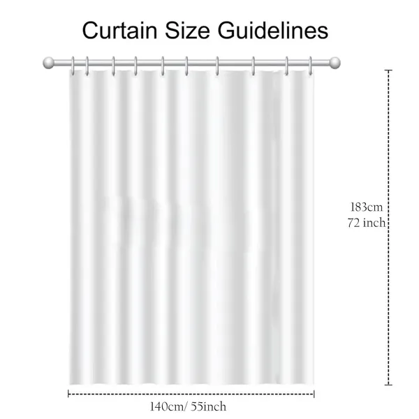 White_Bathroom_Shower_Curtains_100%_Polyester_Waterproof_Fabric_6Ft_8_Free_Hooks_Included