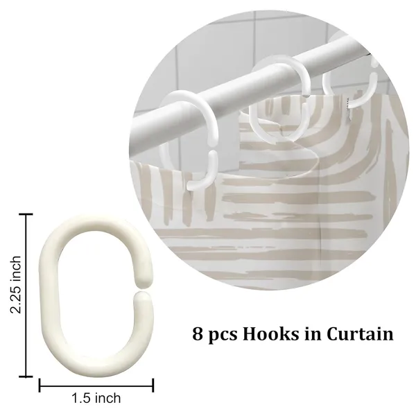 White_Bathroom_Shower_Curtains_100%_Polyester_Waterproof_Fabric_6Ft_8_Free_Hooks_Included