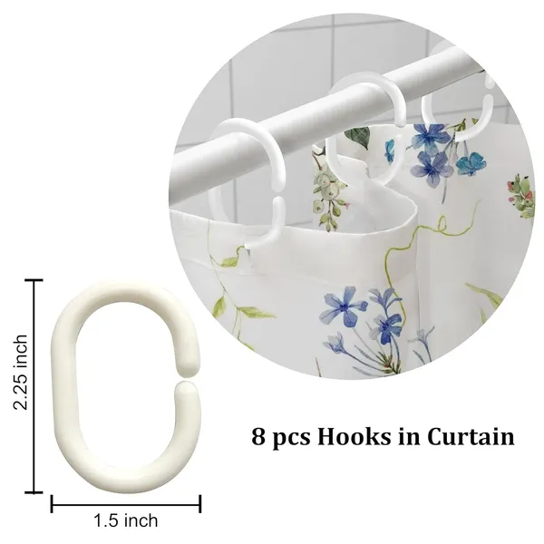 Blue_Bathroom_Shower_Curtains_100%_Polyester_Waterproof_Fabric_6Ft_8_Free_Hooks_Included