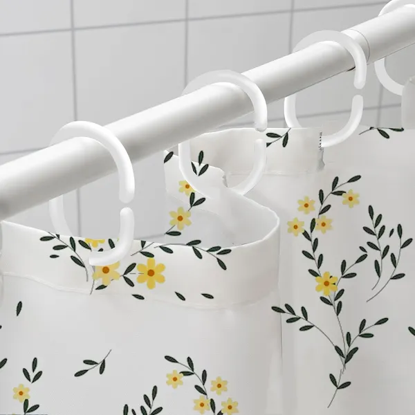 Yellow_Shower_Curtains_For_Bathroom_100%_Polyester_Waterproof_Fabric_6Feet_8_Free_Hooks_Included