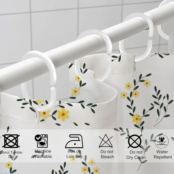 Yellow_Shower_Curtains_For_Bathroom_100%_Polyester_Waterproof_Fabric_6Feet_8_Free_Hooks_Included