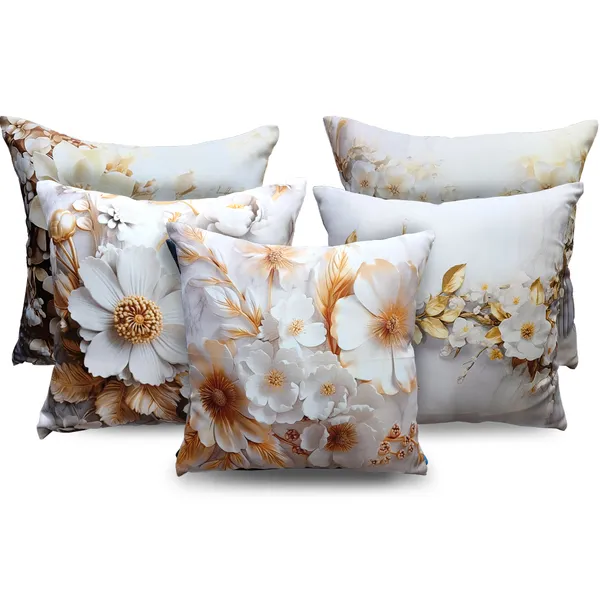 White_Set_Of_5_3D_Floral_Decorative_Cushion_Cover_Decorative_Square_Covers_|_For_Sofa_Couch_Pillow_And_Living_Room_Ethnic_Soft_And_Durable_|_For_Home_Festival_And_Bedroom_Decor_|_16_X_16_Inch
