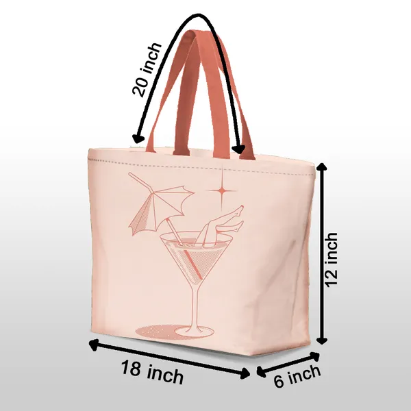 Light_Orange_Poly_Canvas_Artist_Digital_Print_Beach_Bag_With_Inner_Zip_Pocket,Multi_Purpose_Use,_Re-Usable_,Stylish_And_Spacious_||20"X12"X6"+_Handle-20"