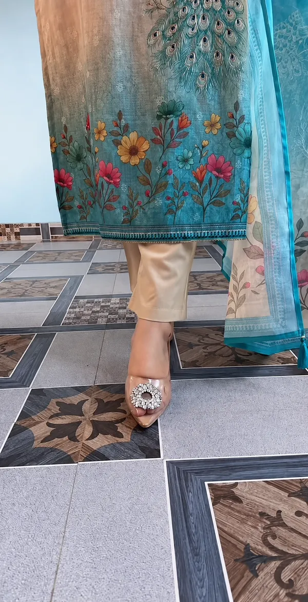 Elegant_Beige_&_Turquoise_Peacock_Printed_3-Piece_Ethnic_Suit_Set_with_Floral_Dupatta