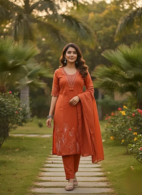 Ethnic_Orange_Embroidered_Kurta_Trouser_Set_with_Dupatta