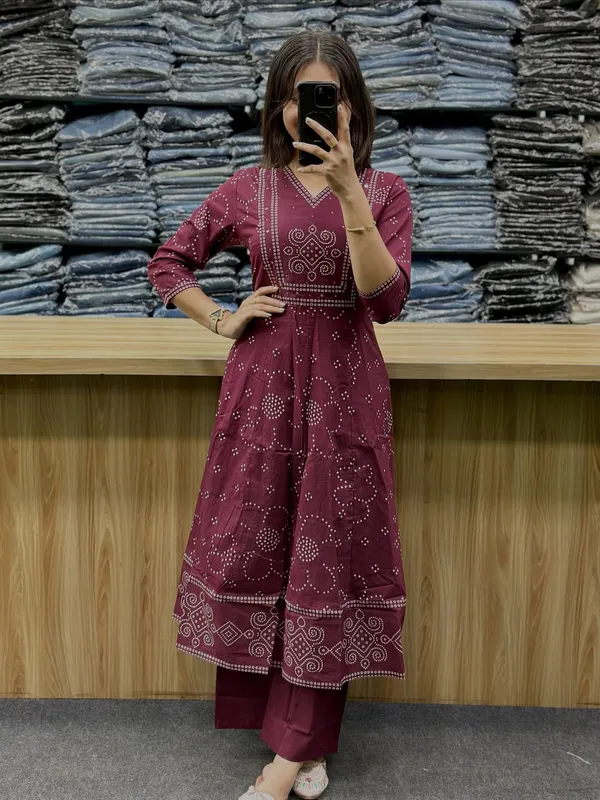 Maroon_Printed_Kurta_Set_with_Matching_Dupatta