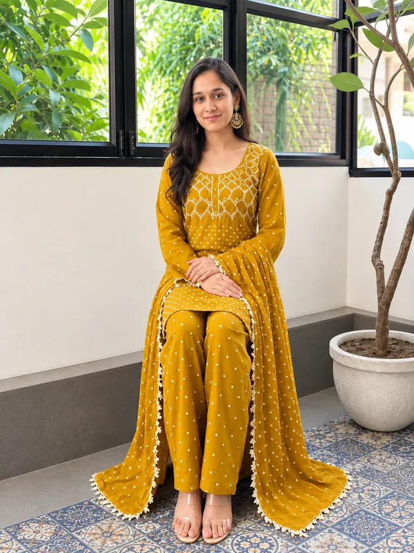 Mustard_Yellow_Bandhani_Printed_Kurta_Pant_Set_with_Dupatta