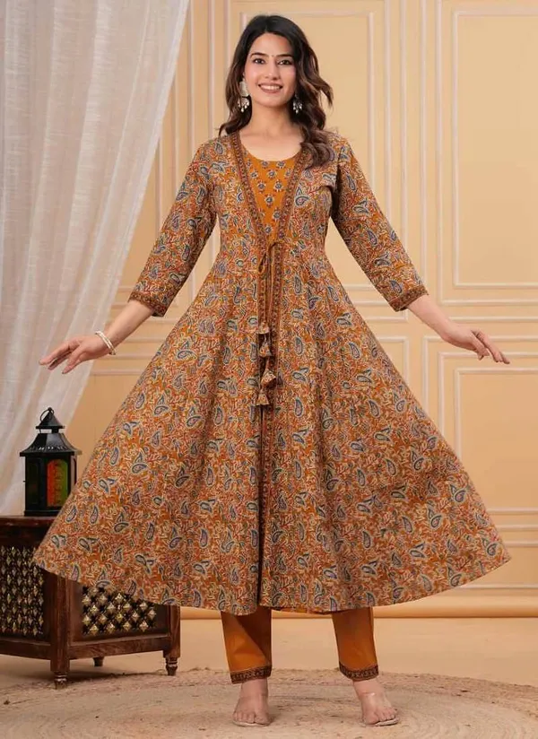 Mustard_Yellow_Floral_Printed_Anarkali_Kurta_Set_with_Dupatta
