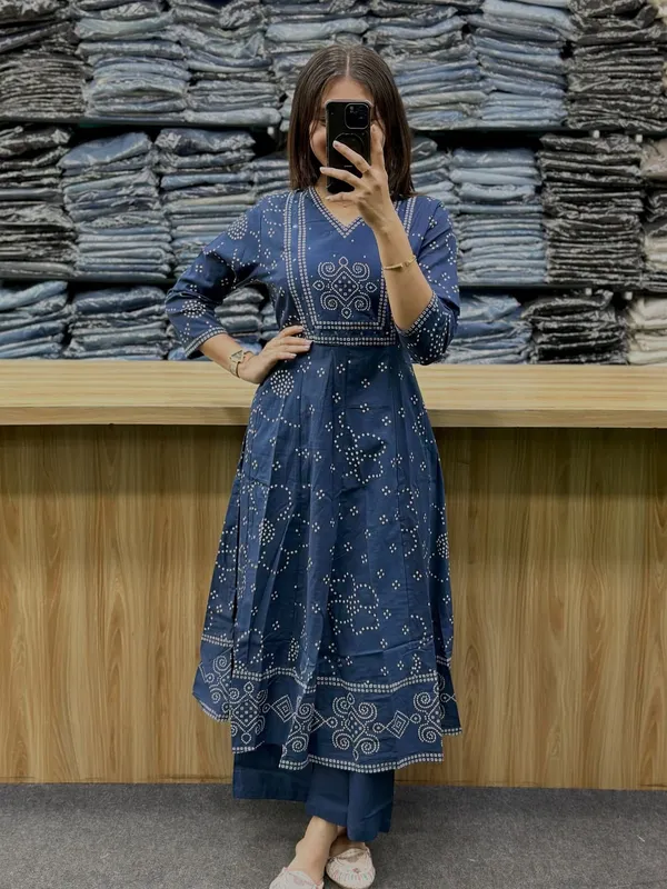 Navy_Blue_Printed_Anarkali_Kurta_Set_with_Matching_Dupatta_and_Straight_Pants