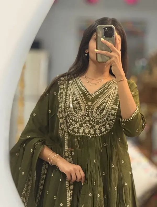 Olive_Green_Embroidered_Anarkali_Kurta_Set_with_Matching_Dupatta