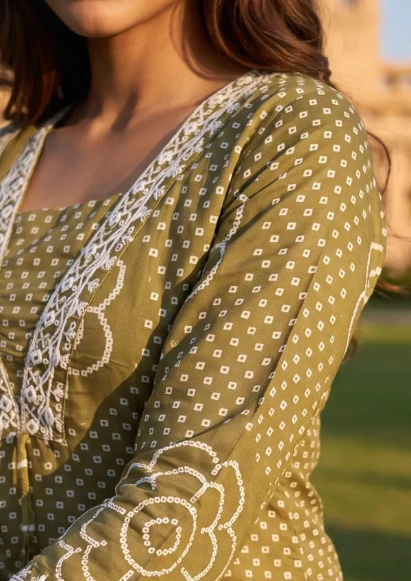Olive_Green_Printed_Kurta_Palazzo_Set_with_Designer_Dupatta