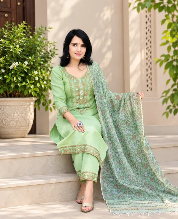 Mint_Green_Handblock_Printed_Cotton_Kurta_Set_with_Floral_Kota_Doria_Dupatta_for_Women