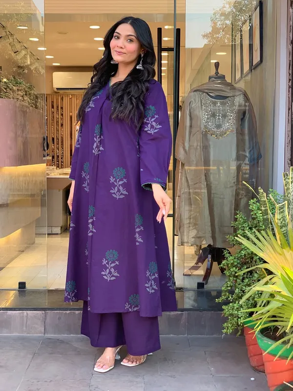 Royal_Purple_Floral_Printed_Kurta_Palazzo_Set