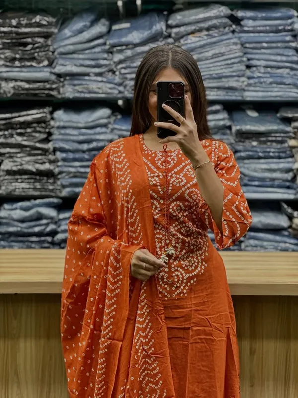 Rust_Orange_Bandhani_Printed_Kurta_Set_with_Palazzo