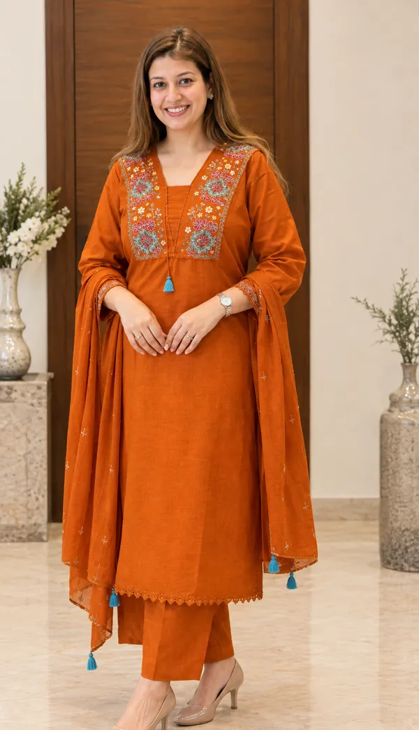 Rust_Orange_Embroidered_Kurta_Set_with_Dupatta