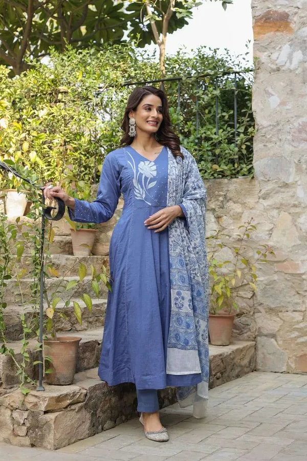 Serene_Steel_Blue_Floral_Embroidered_Kurta_Set_with_Printed_Dupatta