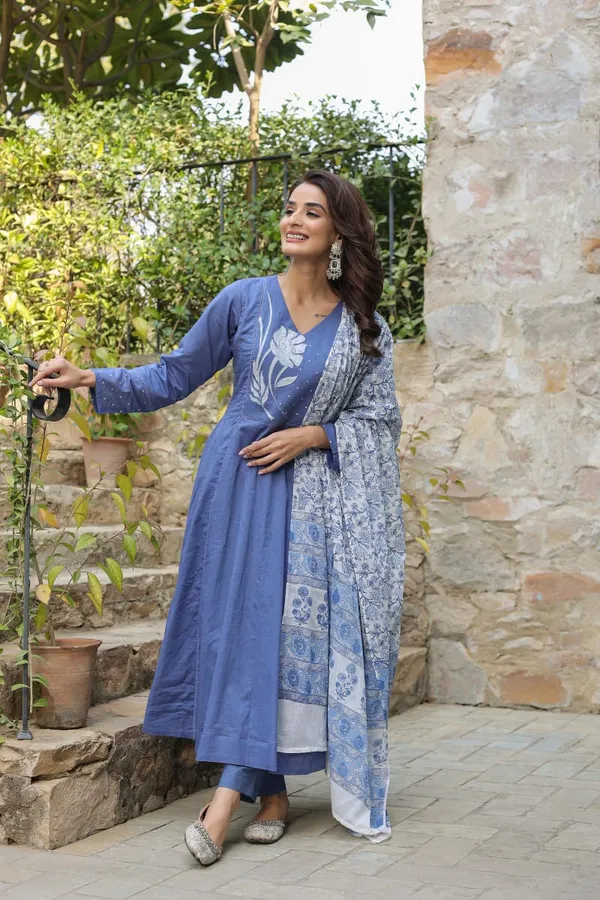 Serene_Steel_Blue_Floral_Embroidered_Kurta_Set_with_Printed_Dupatta