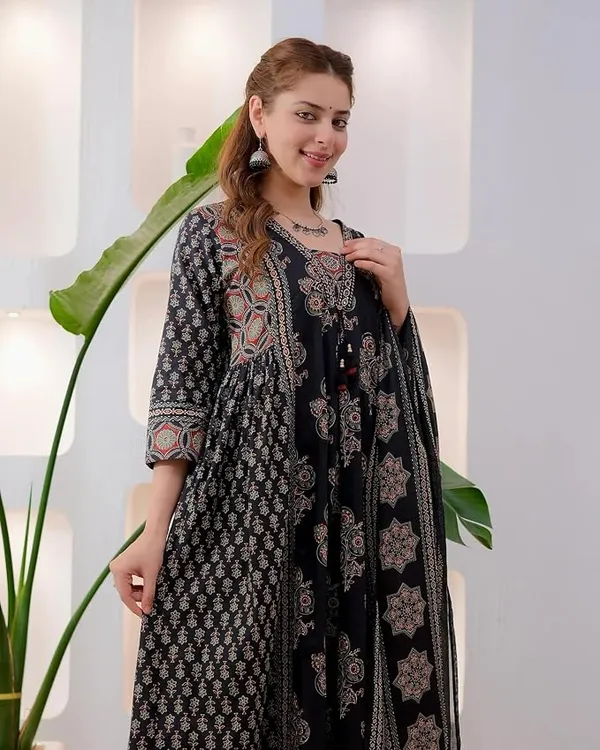Women’s_Black_Printed_Anarkali_Kurta_Set_with_Designer_Dupatta