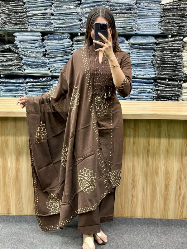 Women's_Brown_Hand_Block_Printed_Kurta_Set_with_Dupatta
