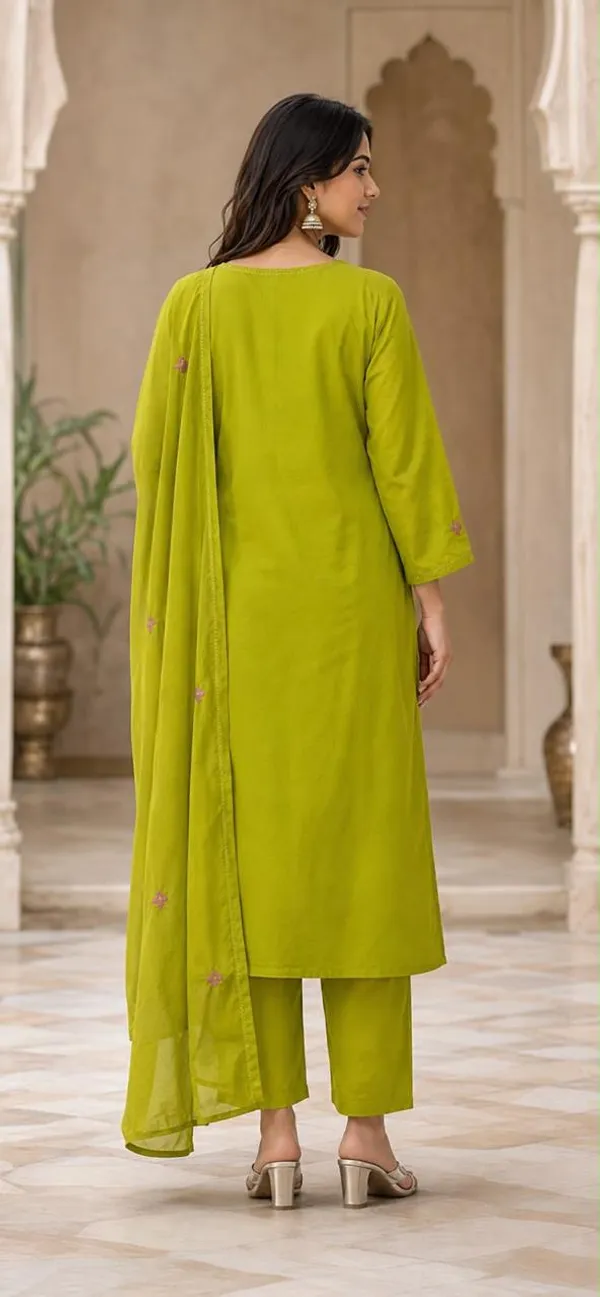 Women's_Lime_Green_Floral_Embroidered_Kurta_Pant_Dupatta_Set