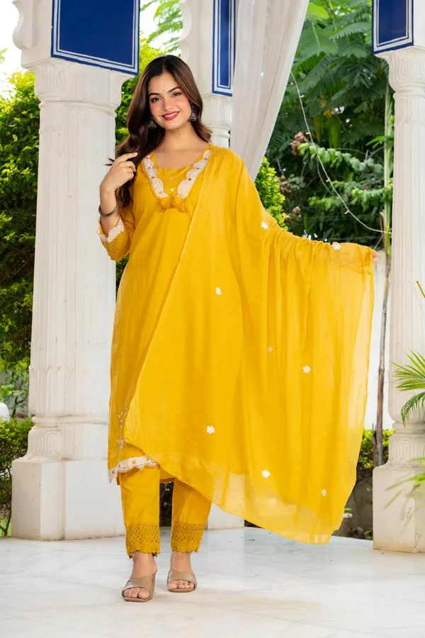 Women’s_Mustard_Yellow_Floral_Embroidered_Kurta_Pant_Dupatta_Set