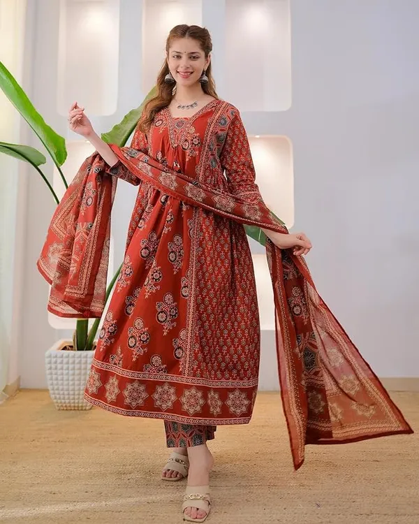 Women’s_Rust_Red_Printed_Anarkali_Kurta_Set_with_Matching_Dupatta