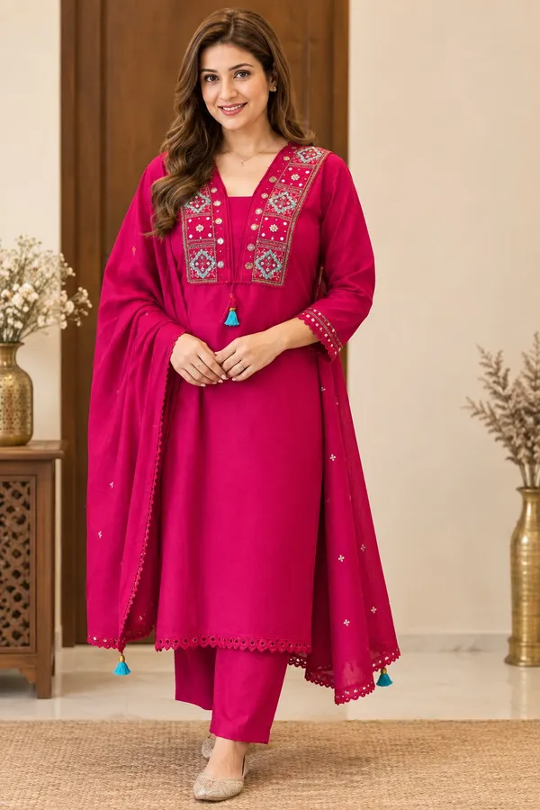Women’s_Solid_Magenta_Embroidered_Straight_Kurta_with_Matching_Pants