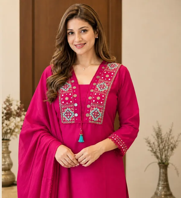 Women’s_Solid_Magenta_Embroidered_Straight_Kurta_with_Matching_Pants