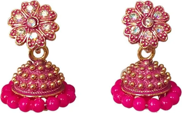 Multicolor_Alloy_Beaded_Ethnic_Jhumka_Earrings_For_Women