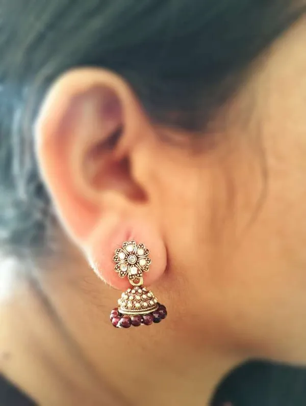 Multicolor_Alloy_Beaded_Ethnic_Jhumka_Earrings_For_Women