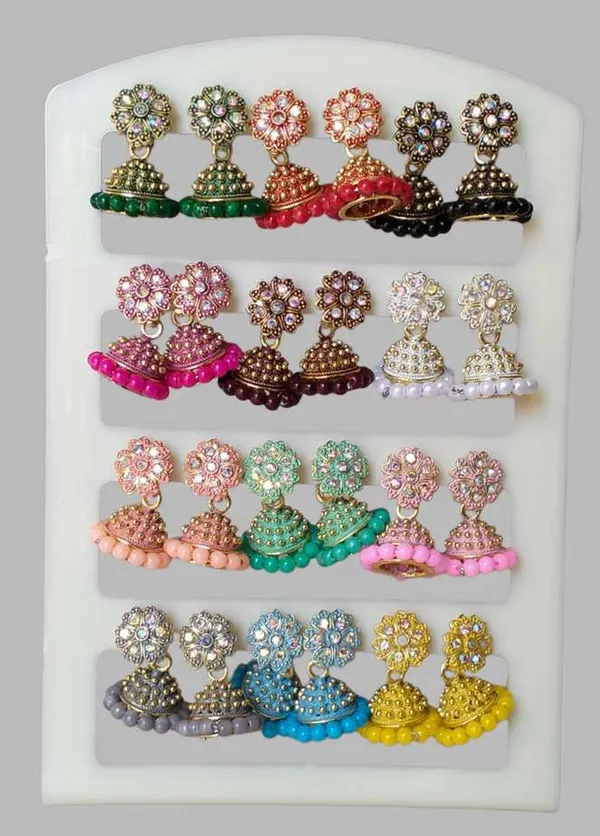 Multicolor_Alloy_Beaded_Ethnic_Jhumka_Earrings_For_Women