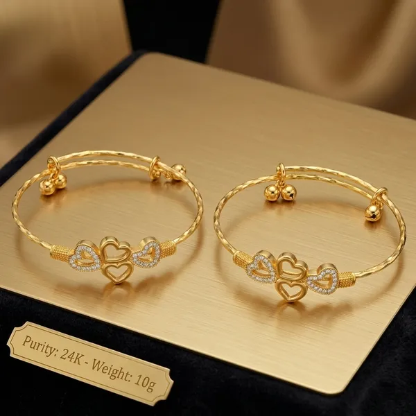 Gold_Alloy_Double_Heart_Crystal_Bangle_For_Women