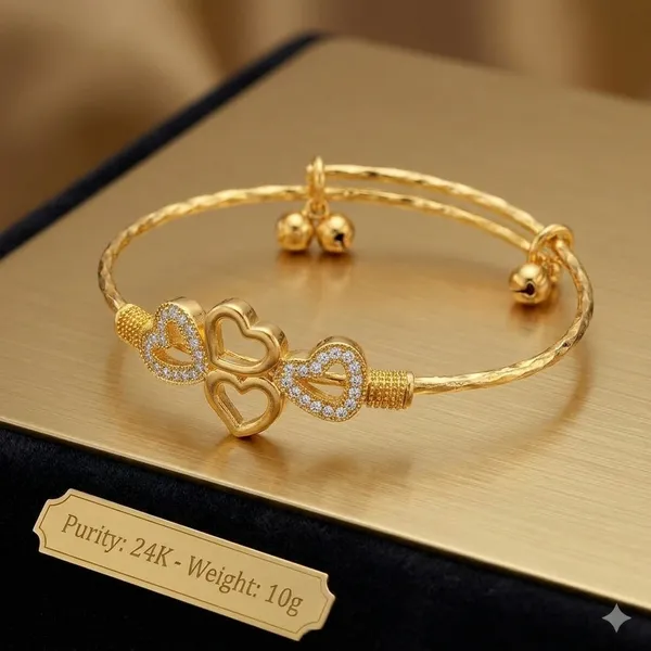 Gold_Alloy_Double_Heart_Crystal_Bangle_For_Women