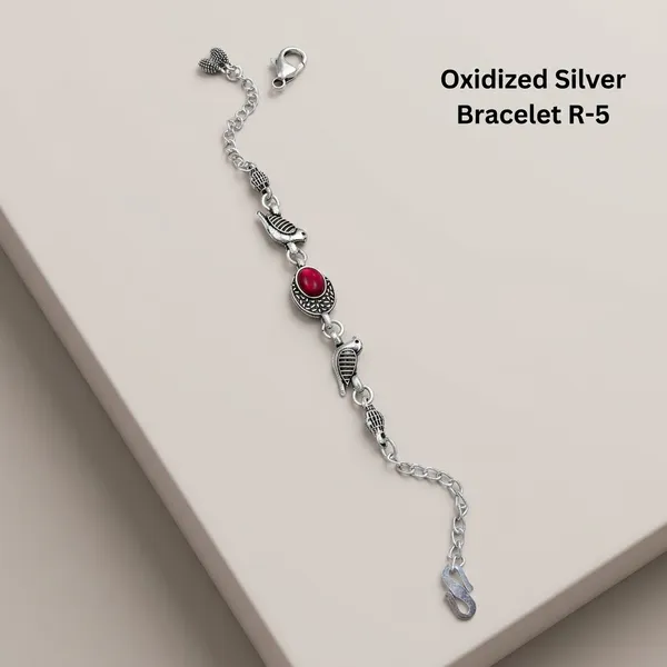 Silver_Oxidized_Alloy_Peacock_Red_Stone_Bracelet_For_Women