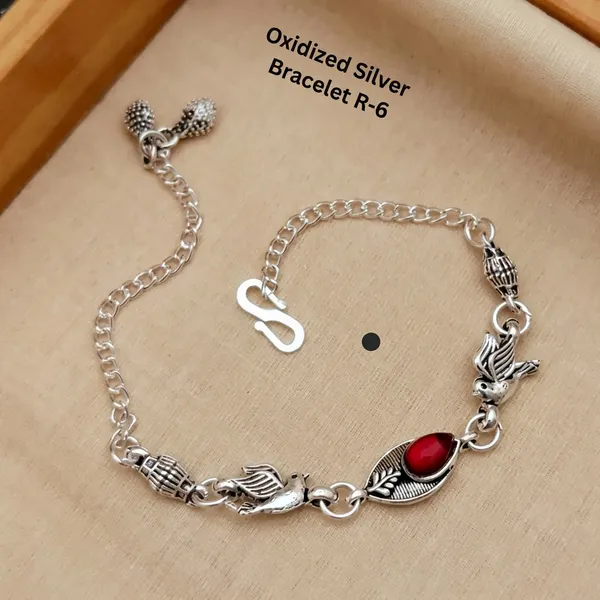 Silver_Alloy_Red_Stone_Bird_Charm_Chain_Bracelet_For_Women