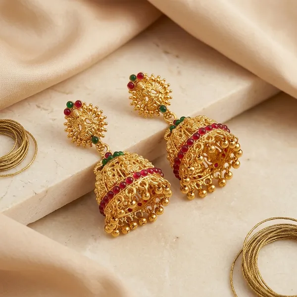 Gold_Alloy_Red_Green_Kundan_Jhumka_Earrings_For_Women