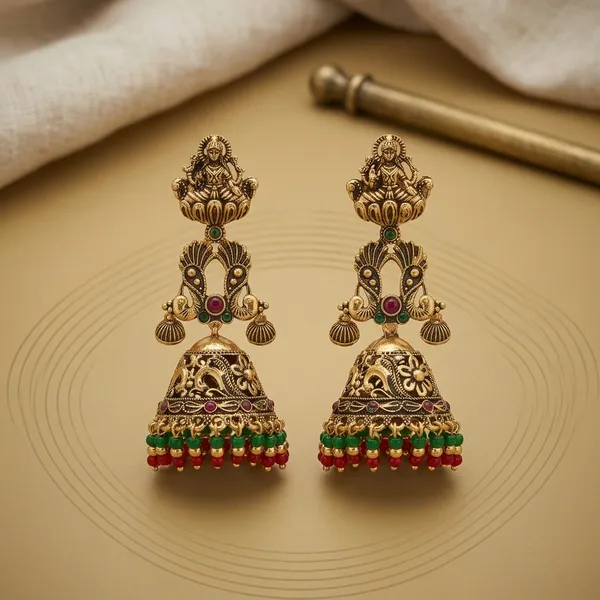 Gold_Alloy_Peacock_Jhumka_Earrings_For_Women