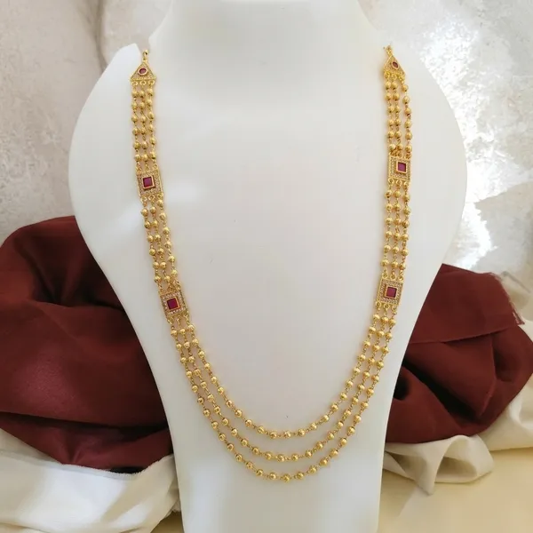 Gold_Alloy_Ruby_Stone_Multi-Layer_Chain_Necklace_For_Women