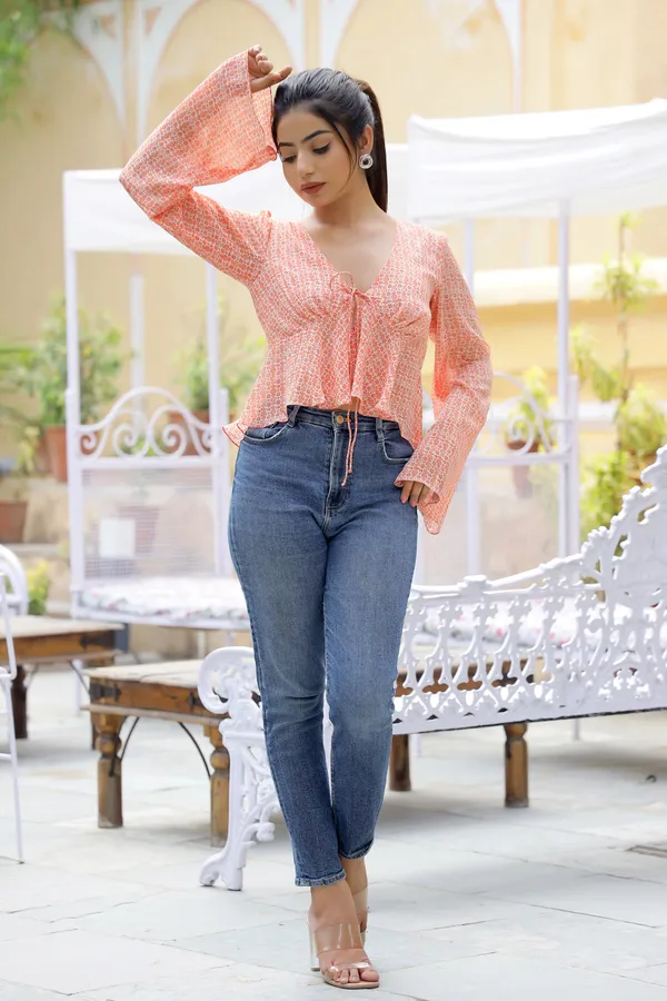 Coral_Chiffon__Simona_Coral_Top_For_Women