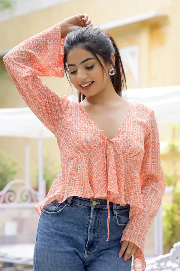 Coral_Chiffon__Simona_Coral_Top_For_Women