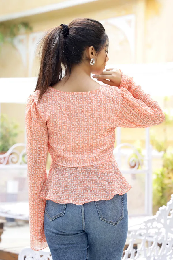 Coral_Chiffon__Simona_Coral_Top_For_Women