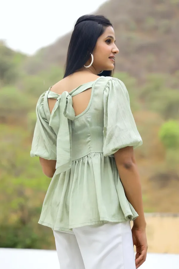 Green_Blended_Fabric__Flora_Green_Top_For_Women