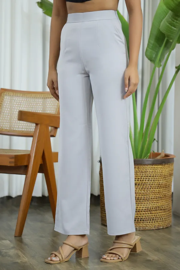 Grey_Blended_Fabric_Firefly_High_Waist_Pants_For_Women