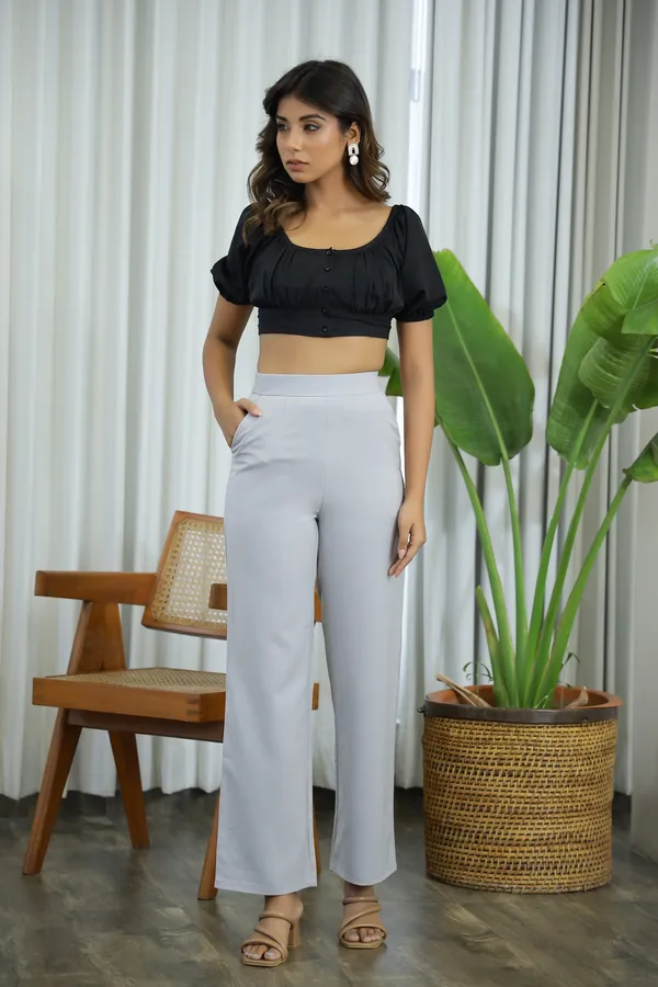 Grey_Blended_Fabric_Firefly_High_Waist_Pants_For_Women