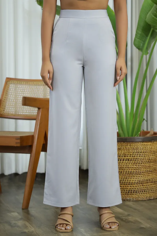 Grey_Blended_Fabric_Firefly_High_Waist_Pants_For_Women