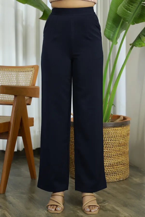 Navy_Blue_Blended_Fabric_Firefly_High_Waist_Pants_For_Women